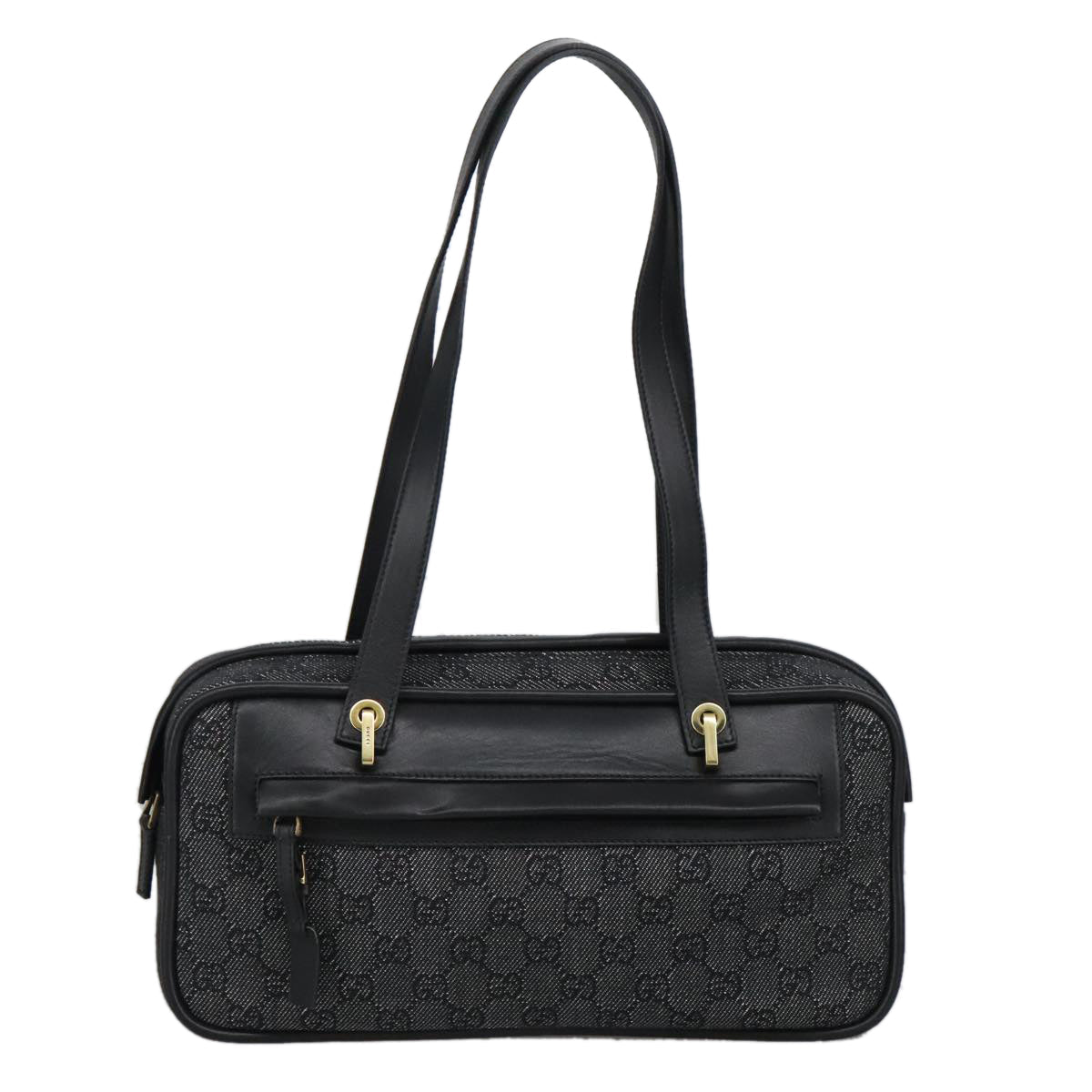 GUCCI GG Canvas Shoulder Bag Black Gold 92729 101322A
