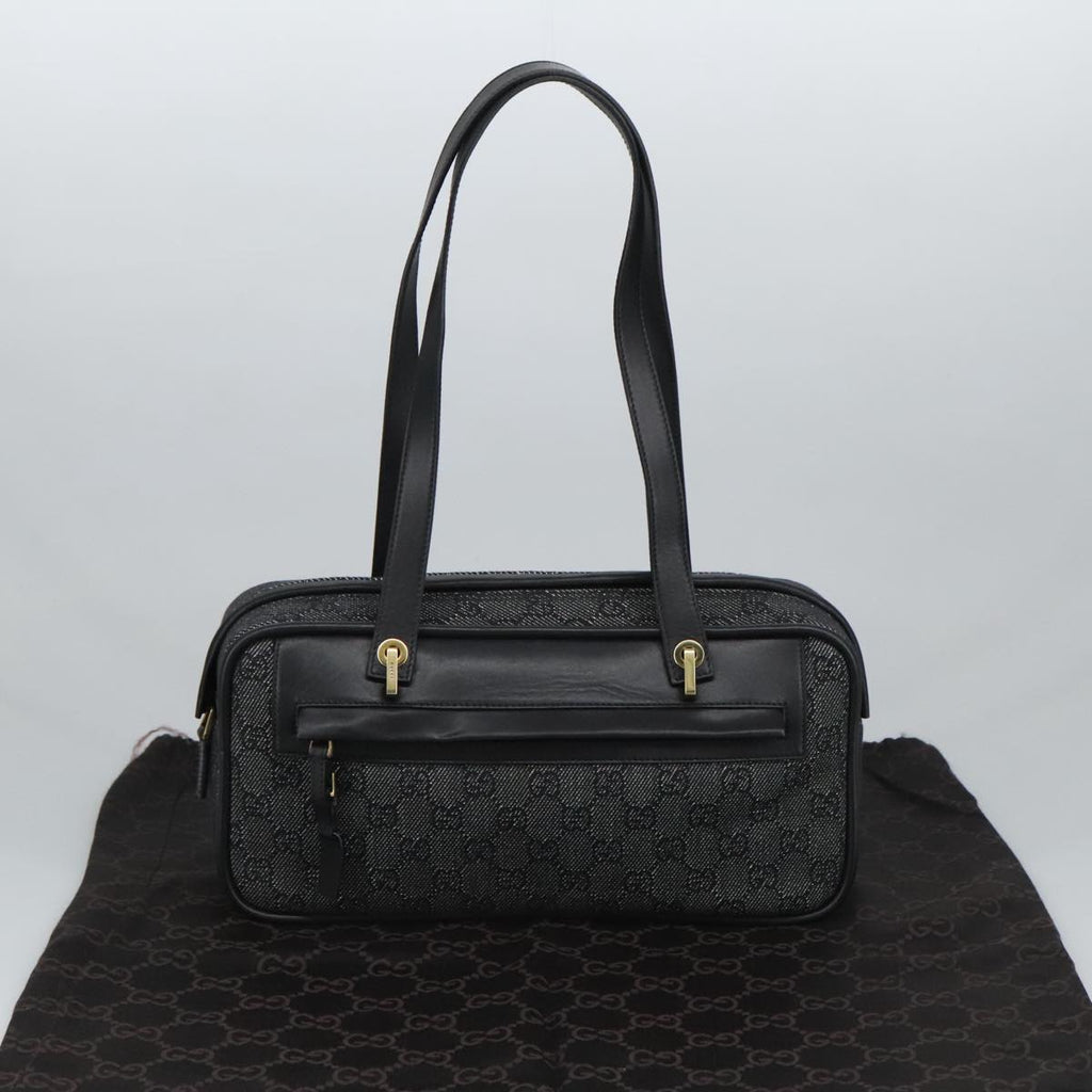 GUCCI GG Canvas Shoulder Bag Black Gold 92729 101322A
