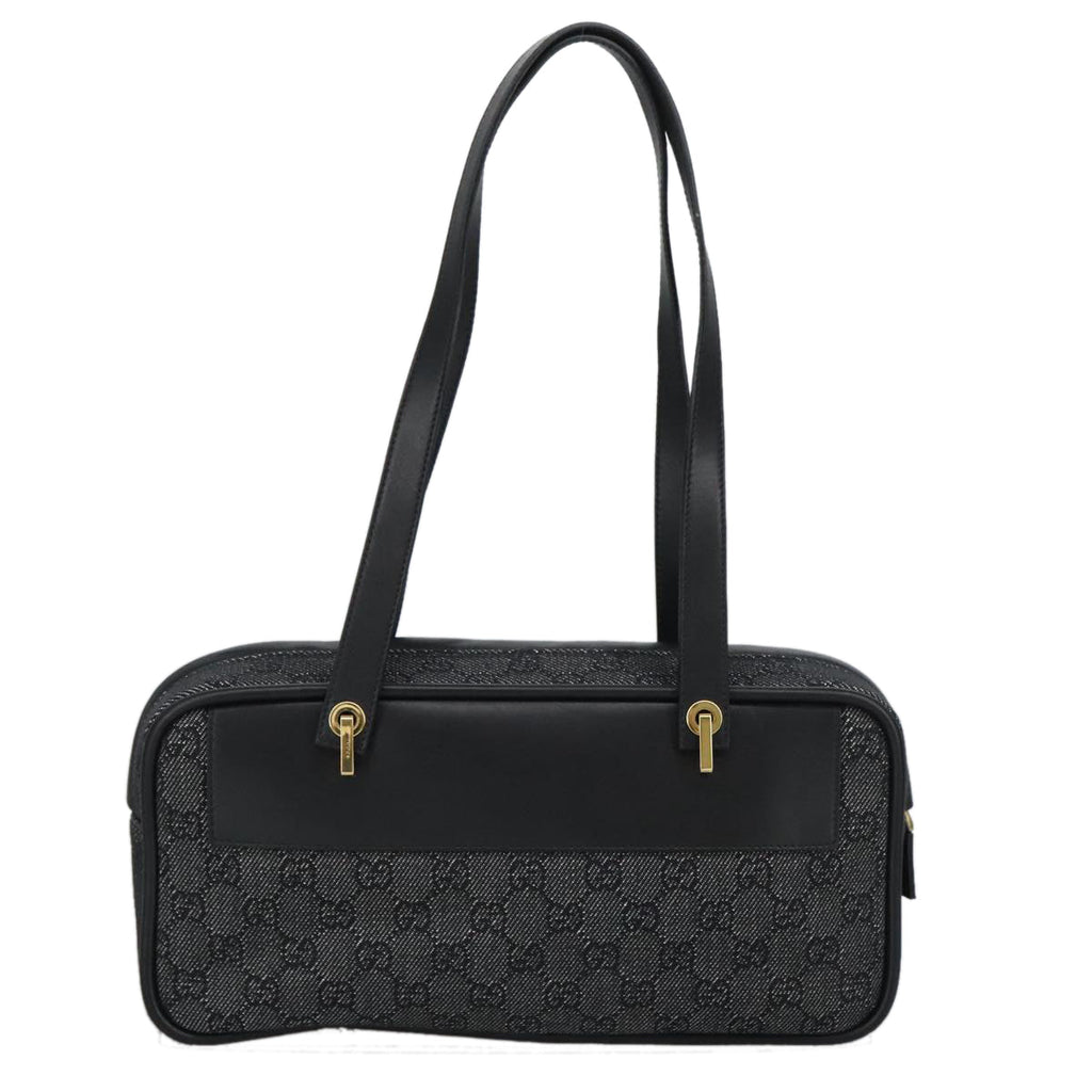 GUCCI GG Canvas Shoulder Bag Black Gold 92729 101322A