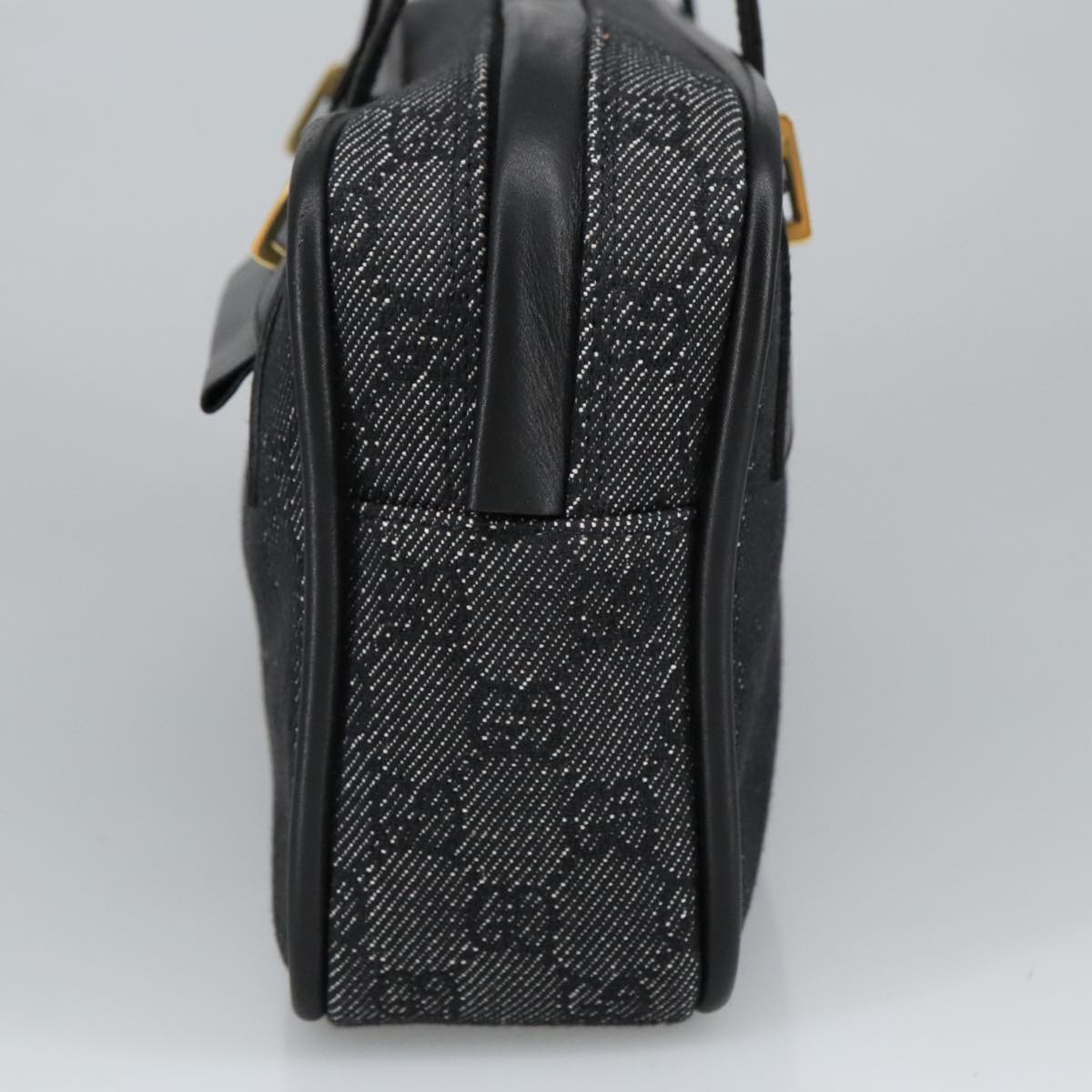 GUCCI GG Canvas Shoulder Bag Black Gold 92729 101322A