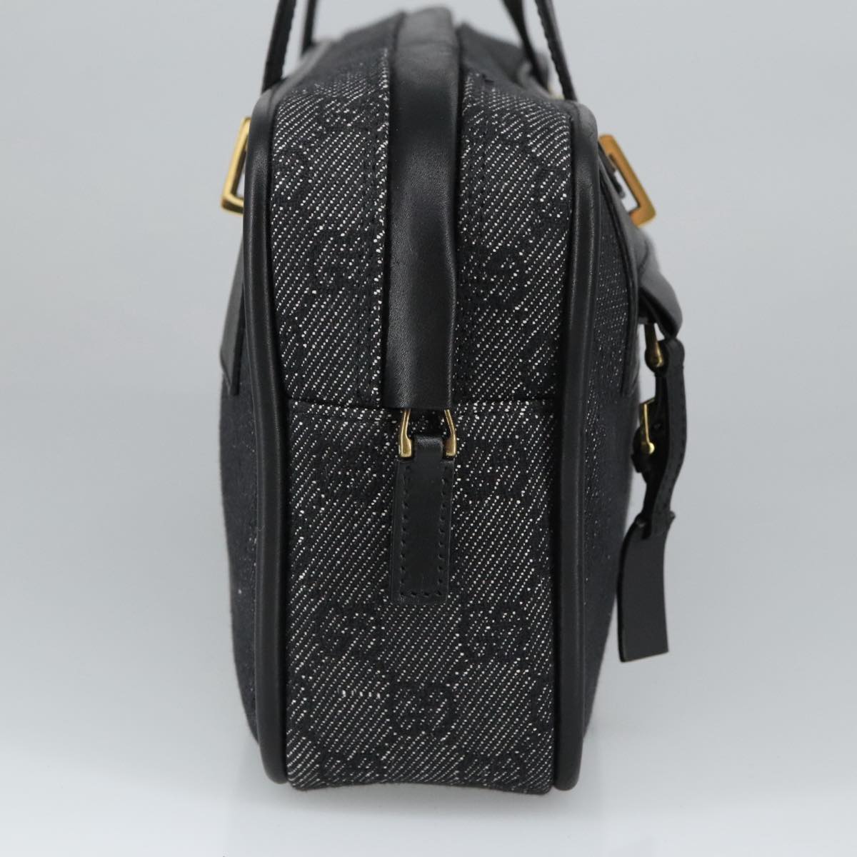 GUCCI GG Canvas Shoulder Bag Black Gold 92729 101322A
