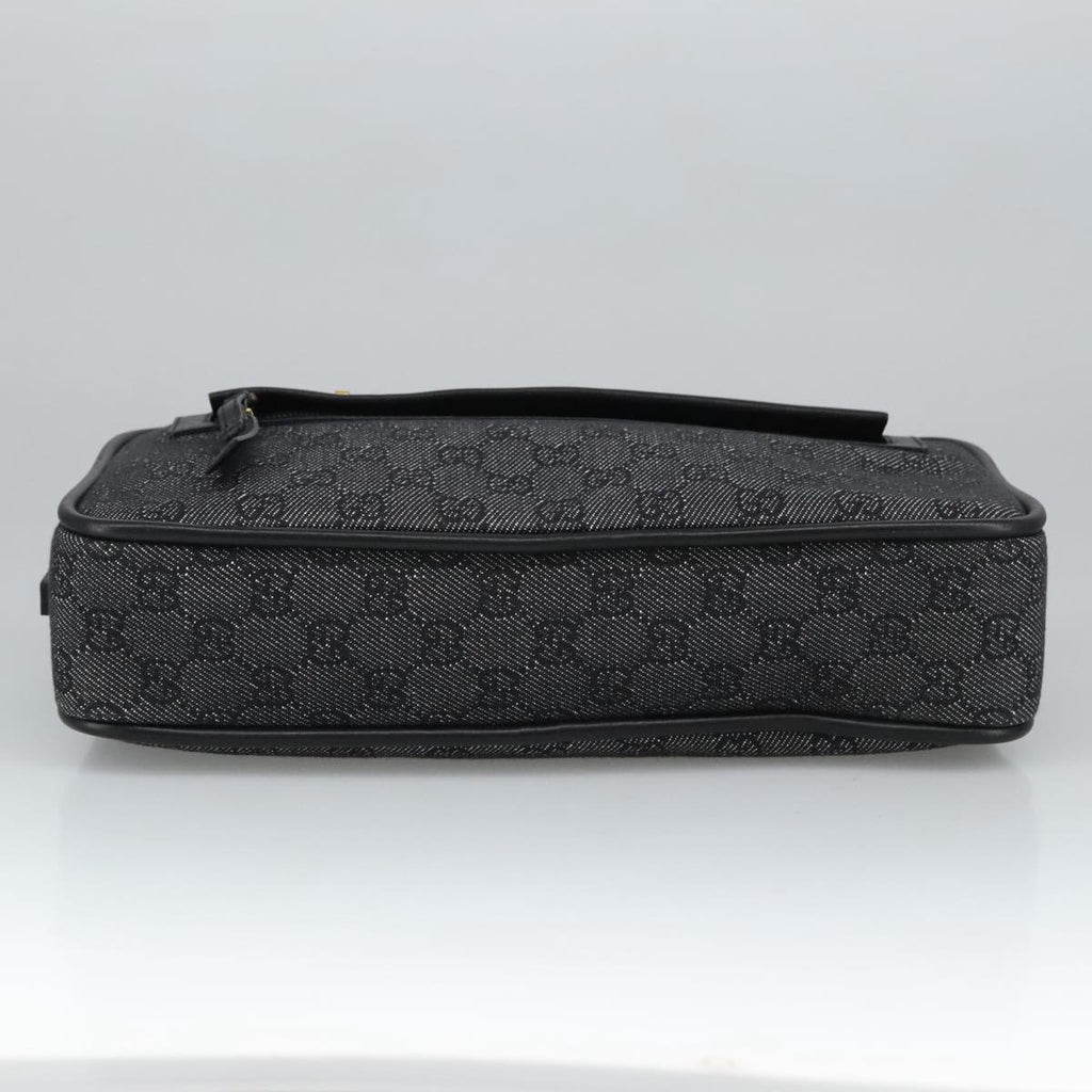 GUCCI GG Canvas Shoulder Bag Black Gold 92729 101322A