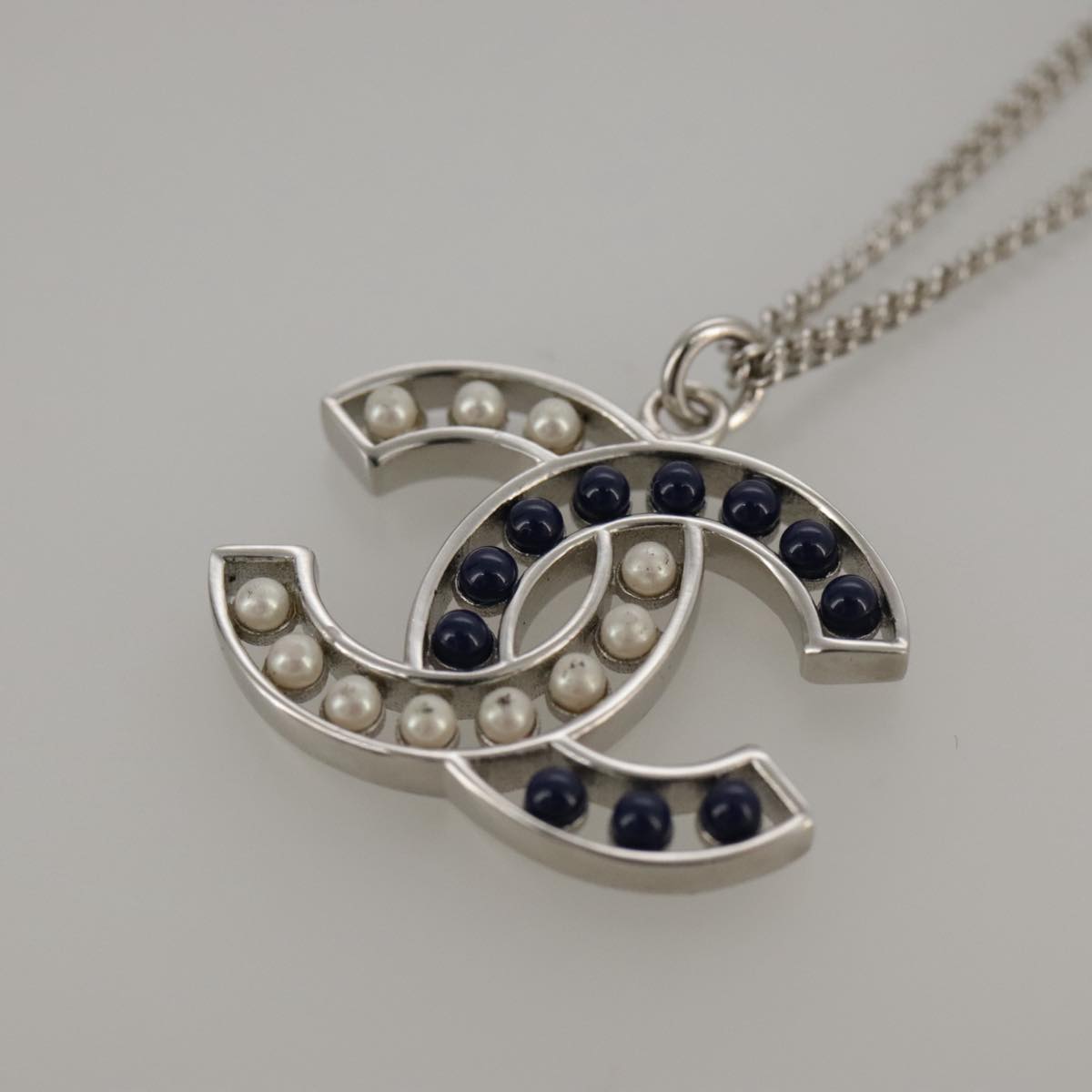 CHANEL Necklace metal Silver CC 101323A
