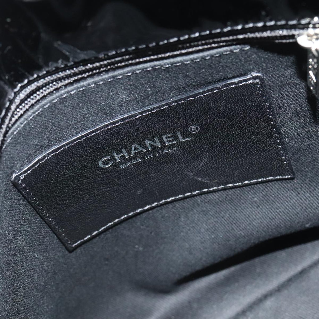 CHANEL Matelasse Chain Shoulder Bag Enamel Black CC 101334A