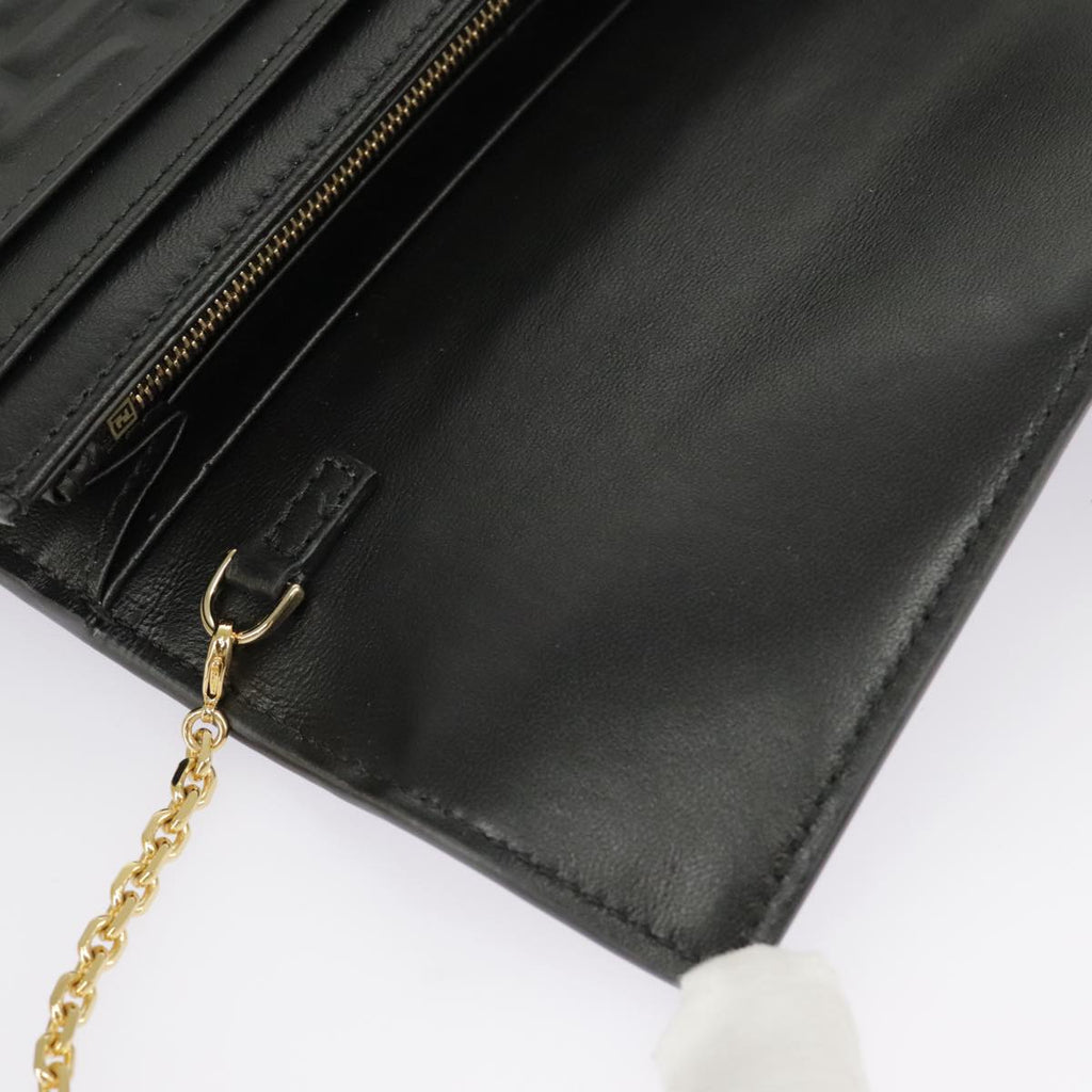FENDI Zucca Canvas Chain Long Wallet Black 8M0365 101345A