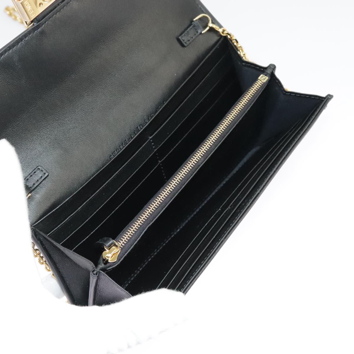 FENDI Zucca Canvas Chain Long Wallet Black 8M0365 101345A