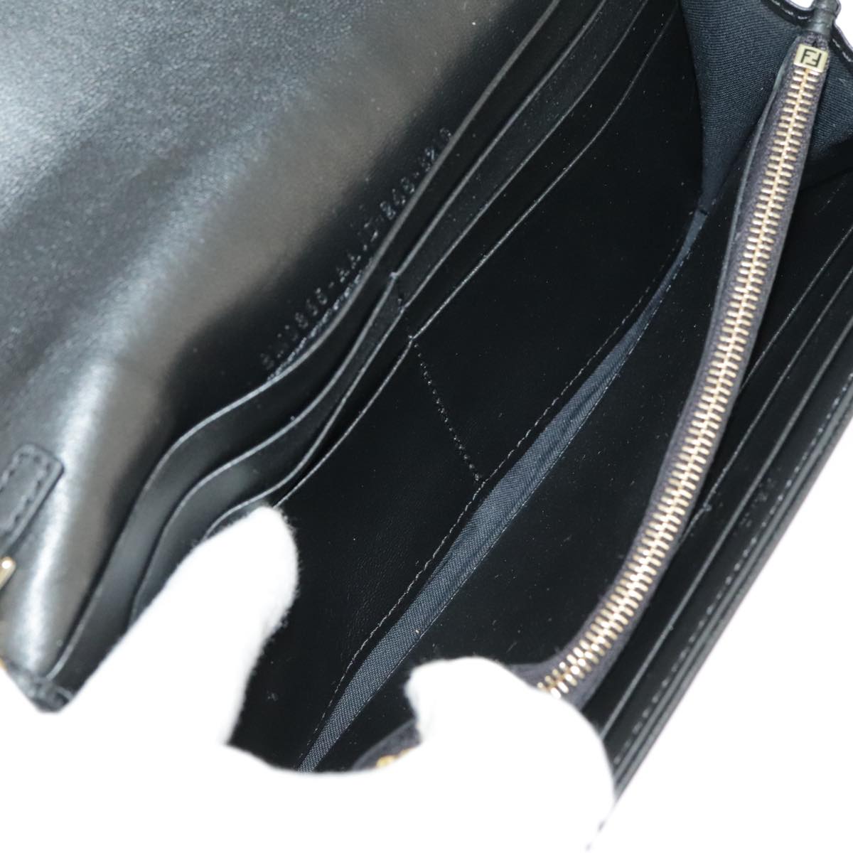 FENDI Zucca Canvas Chain Long Wallet Black 8M0365 101345A