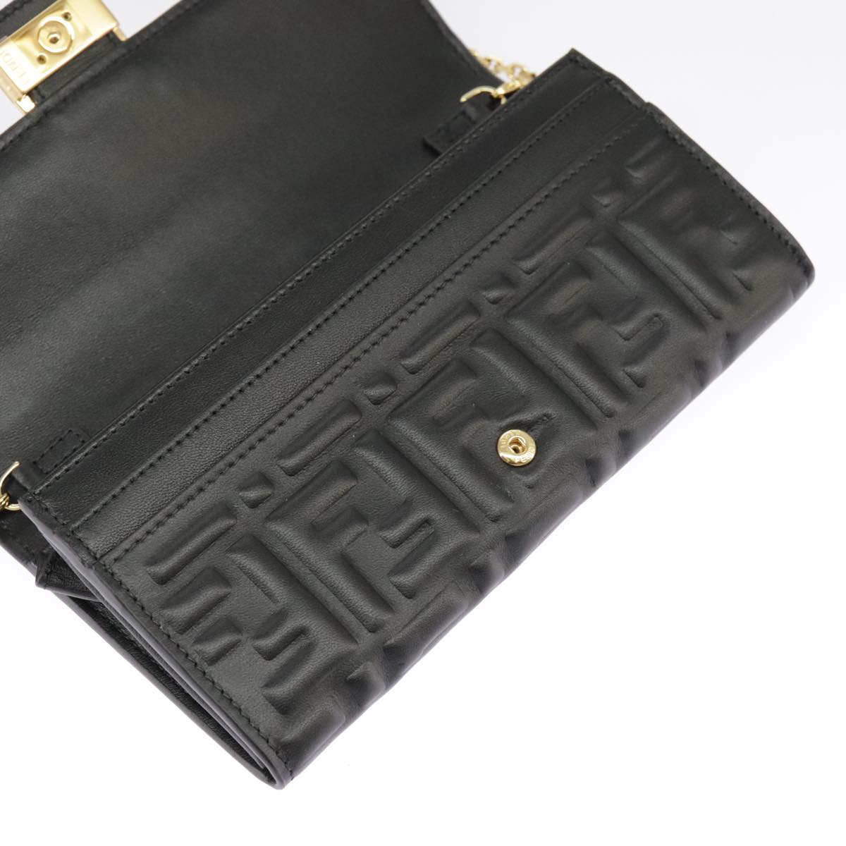 FENDI Zucca Canvas Chain Long Wallet Black 8M0365 101345A