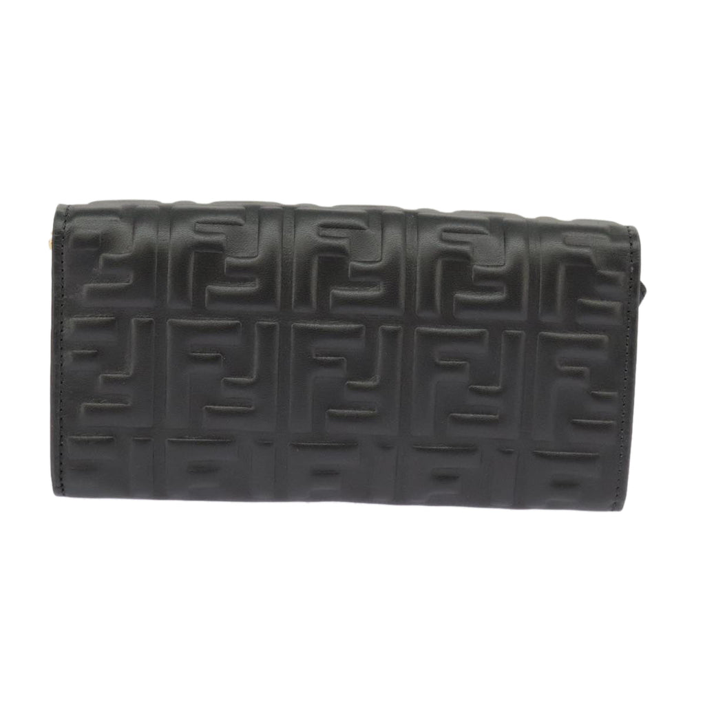 FENDI Zucca Canvas Chain Long Wallet Black 8M0365 101345A