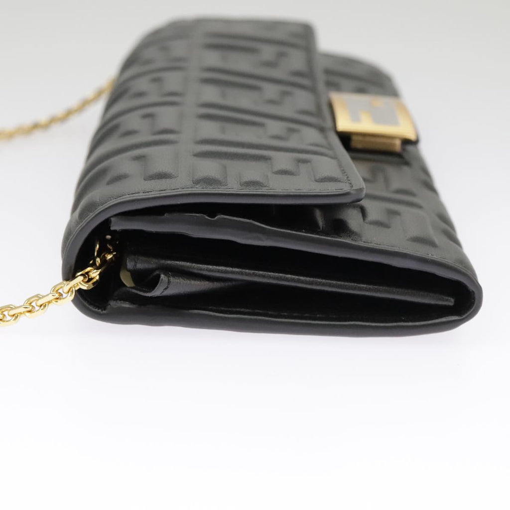 FENDI Zucca Canvas Chain Long Wallet Black 8M0365 101345A