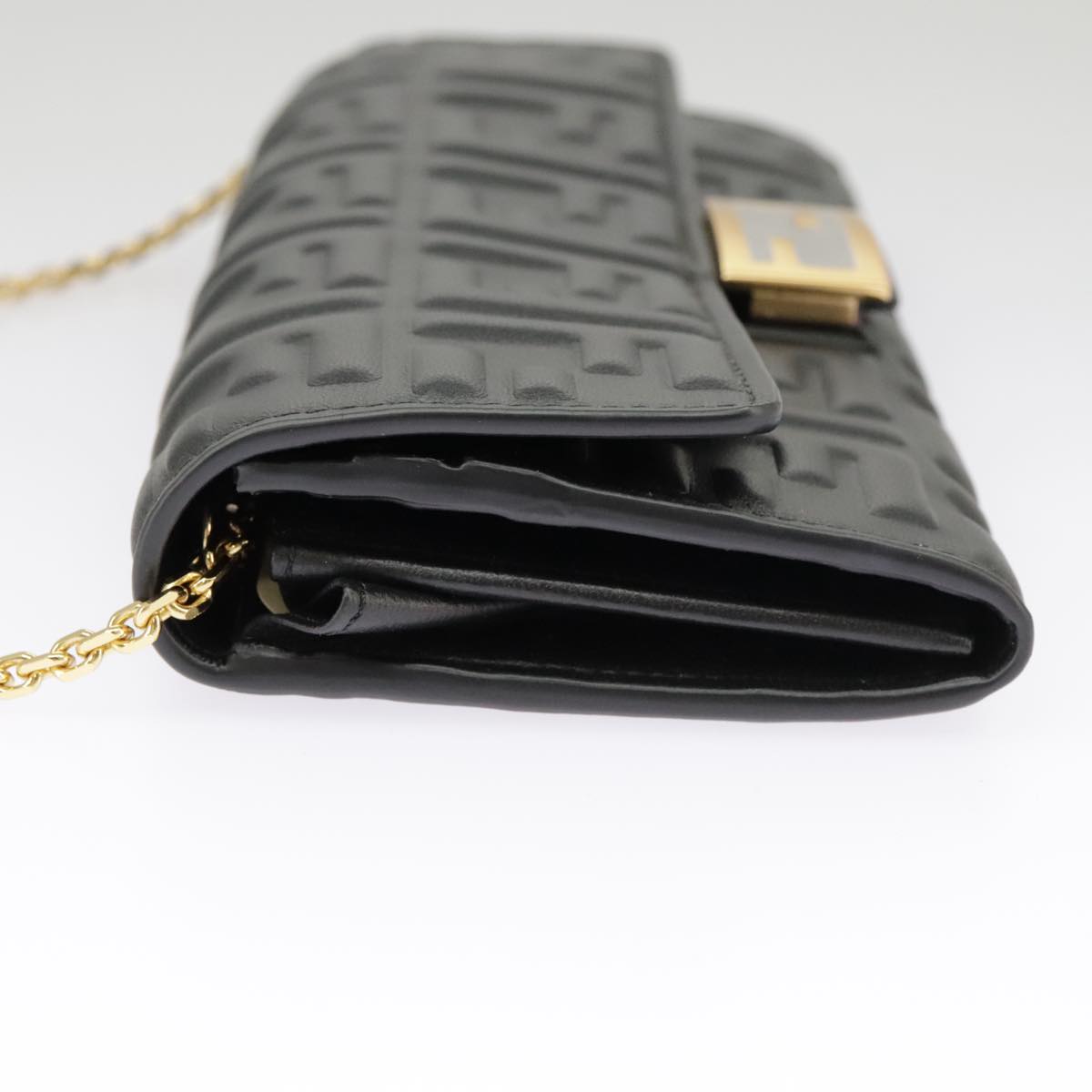 FENDI Zucca Canvas Chain Long Wallet Black 8M0365 101345A