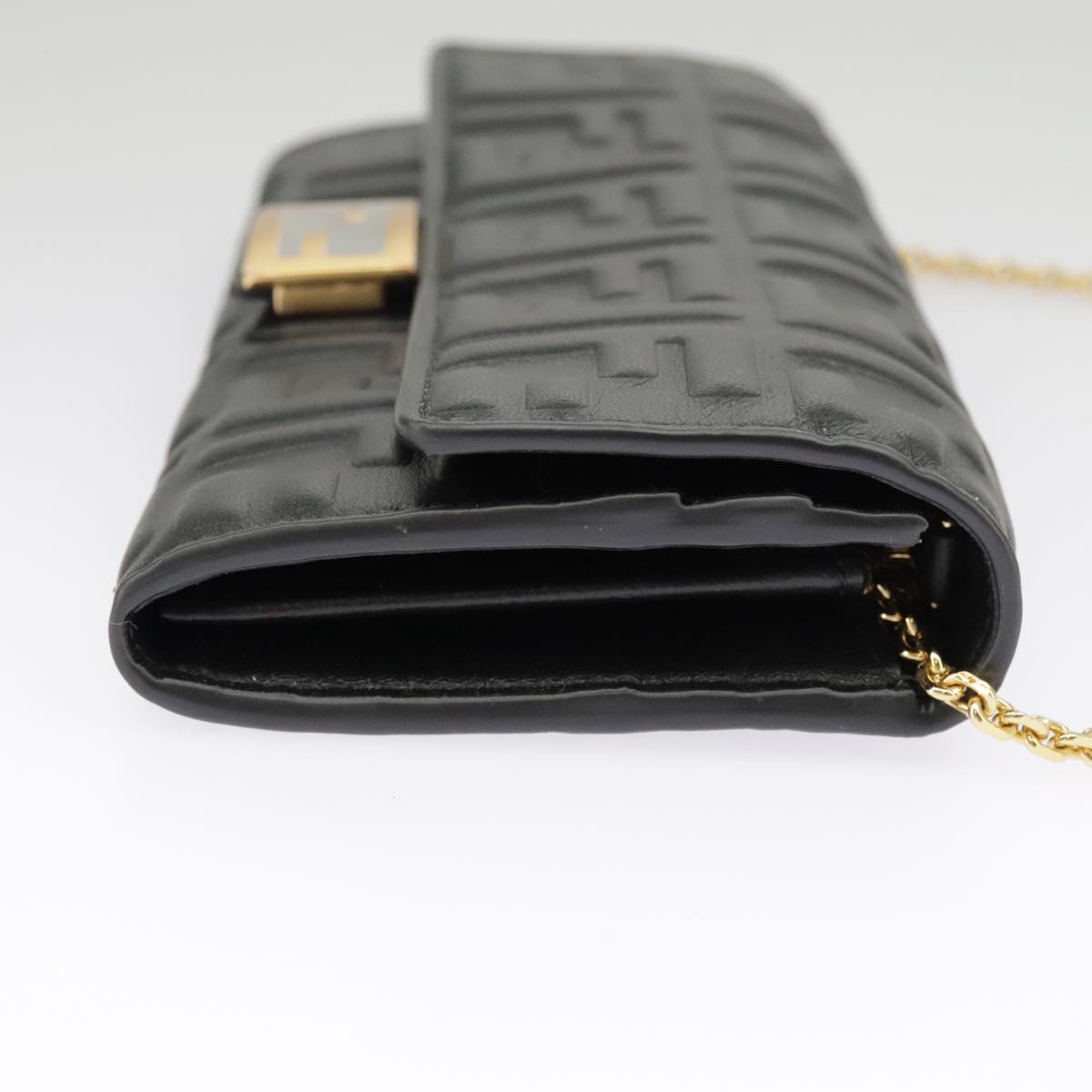 FENDI Zucca Canvas Chain Long Wallet Black 8M0365 101345A