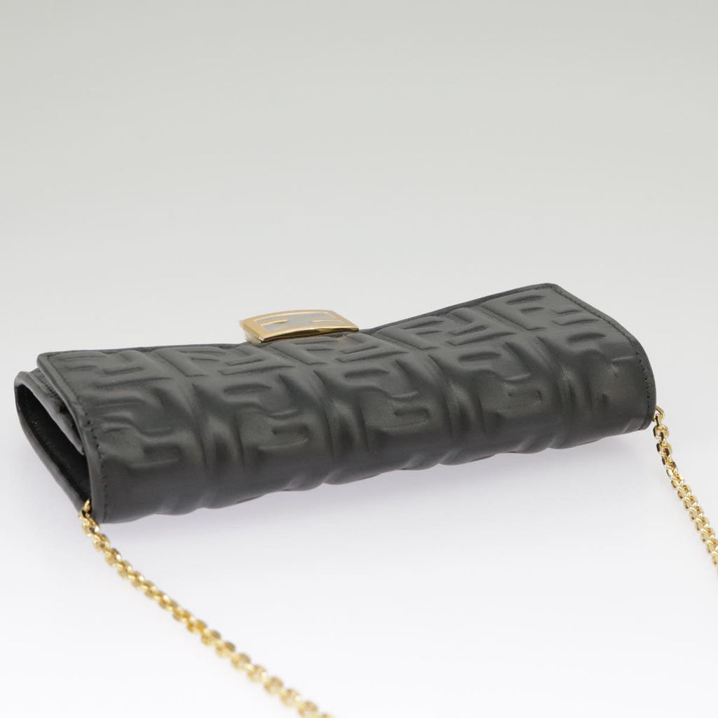 FENDI Zucca Canvas Chain Long Wallet Black 8M0365 101345A
