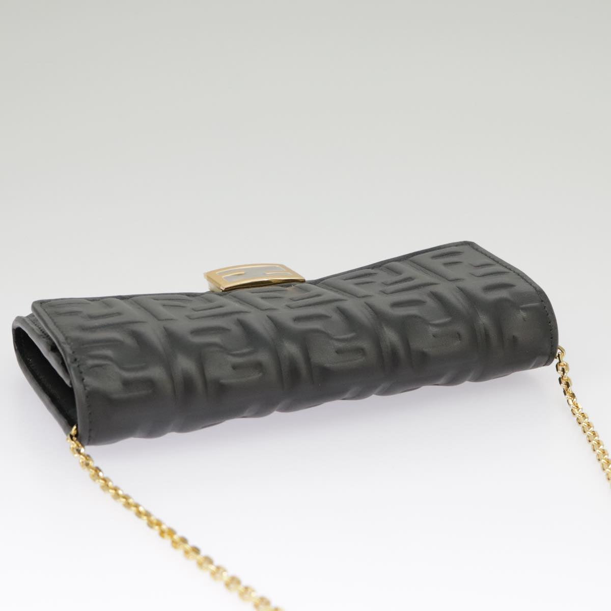 FENDI Zucca Canvas Chain Long Wallet Black 8M0365 101345A
