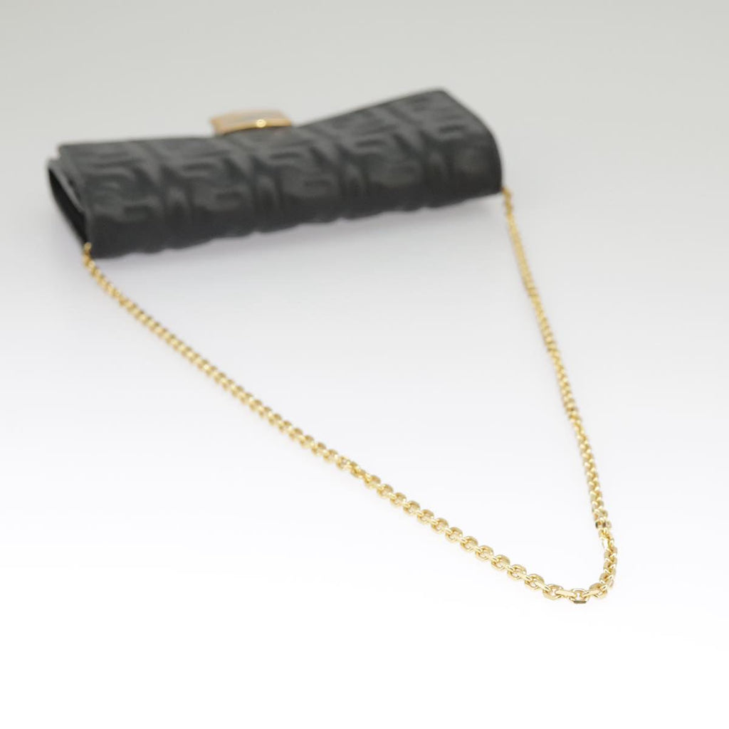 FENDI Zucca Canvas Chain Long Wallet Black 8M0365 101345A