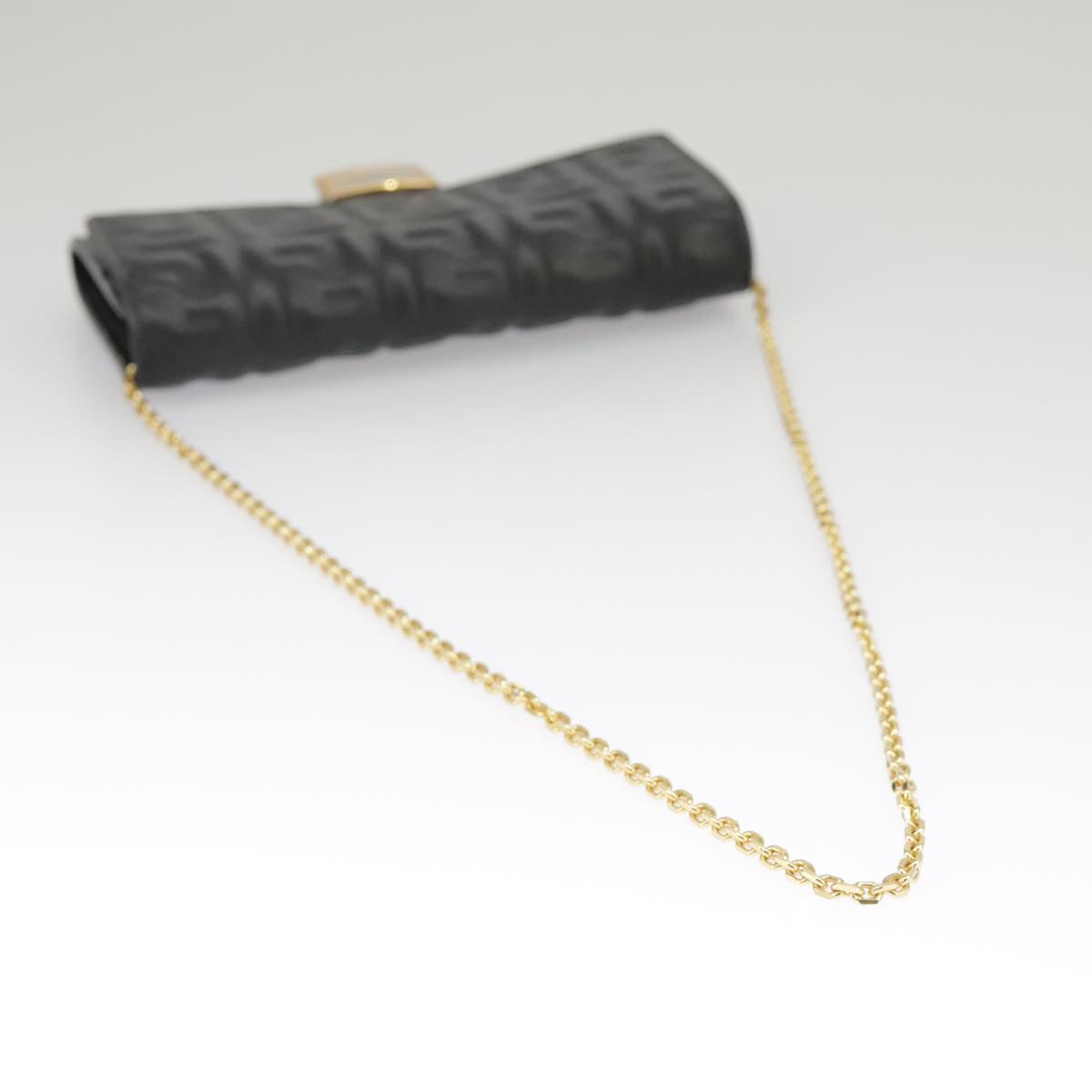 FENDI Zucca Canvas Chain Long Wallet Black 8M0365 101345A