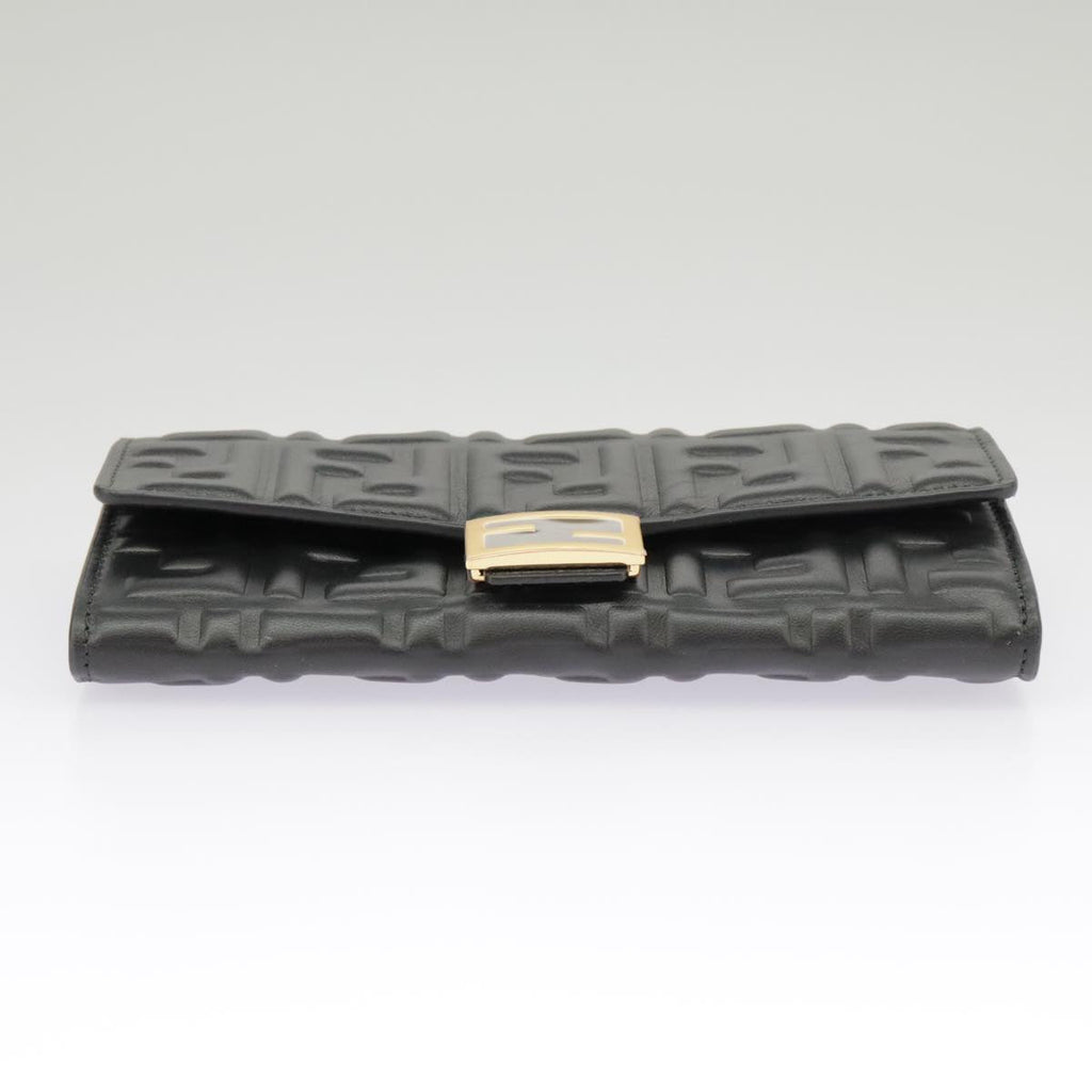 FENDI Zucca Canvas Chain Long Wallet Black 8M0365 101345A