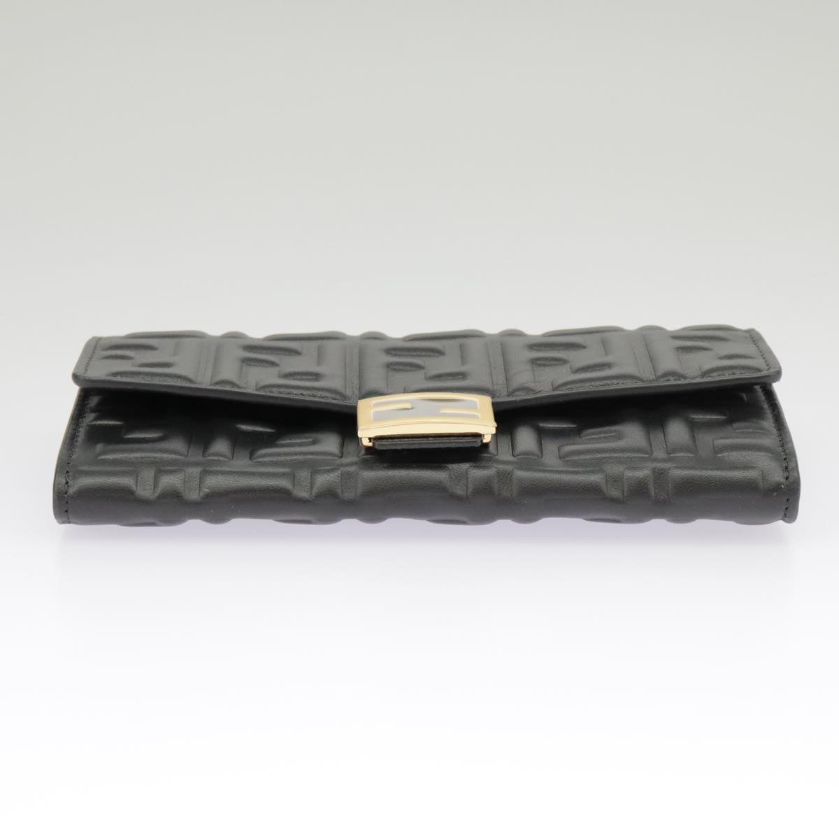 FENDI Zucca Canvas Chain Long Wallet Black 8M0365 101345A