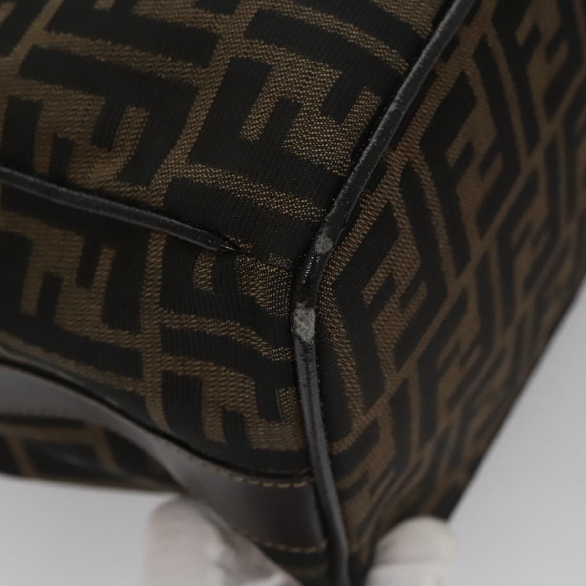 FENDI Zucca Canvas Vanity Hand Bag Brown 101351