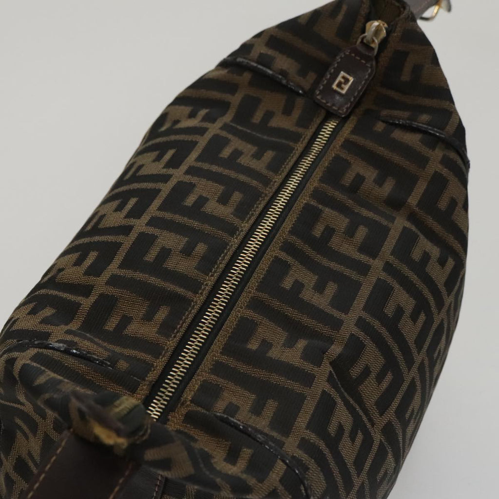 FENDI Zucca Canvas Vanity Hand Bag Brown 101351