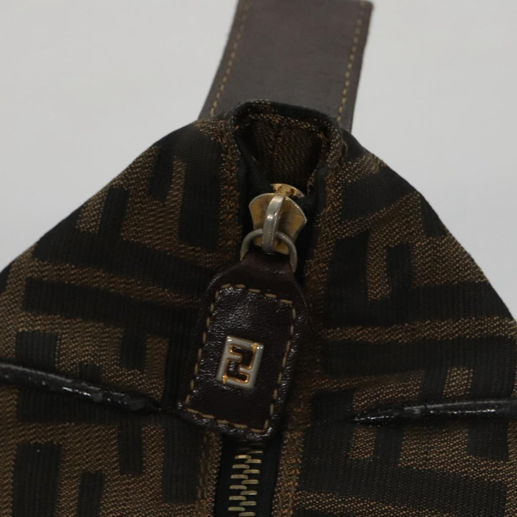 FENDI Zucca Canvas Vanity Hand Bag Brown 101351