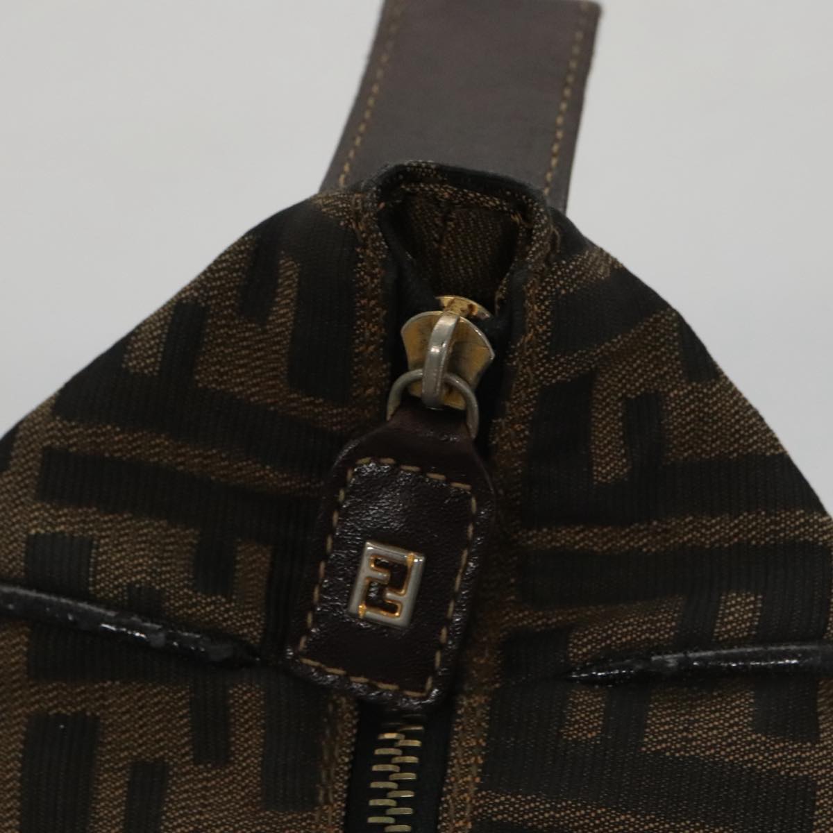 FENDI Zucca Canvas Vanity Hand Bag Brown 101351