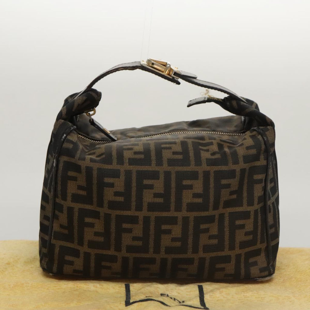 FENDI Zucca Canvas Vanity Hand Bag Brown 101351