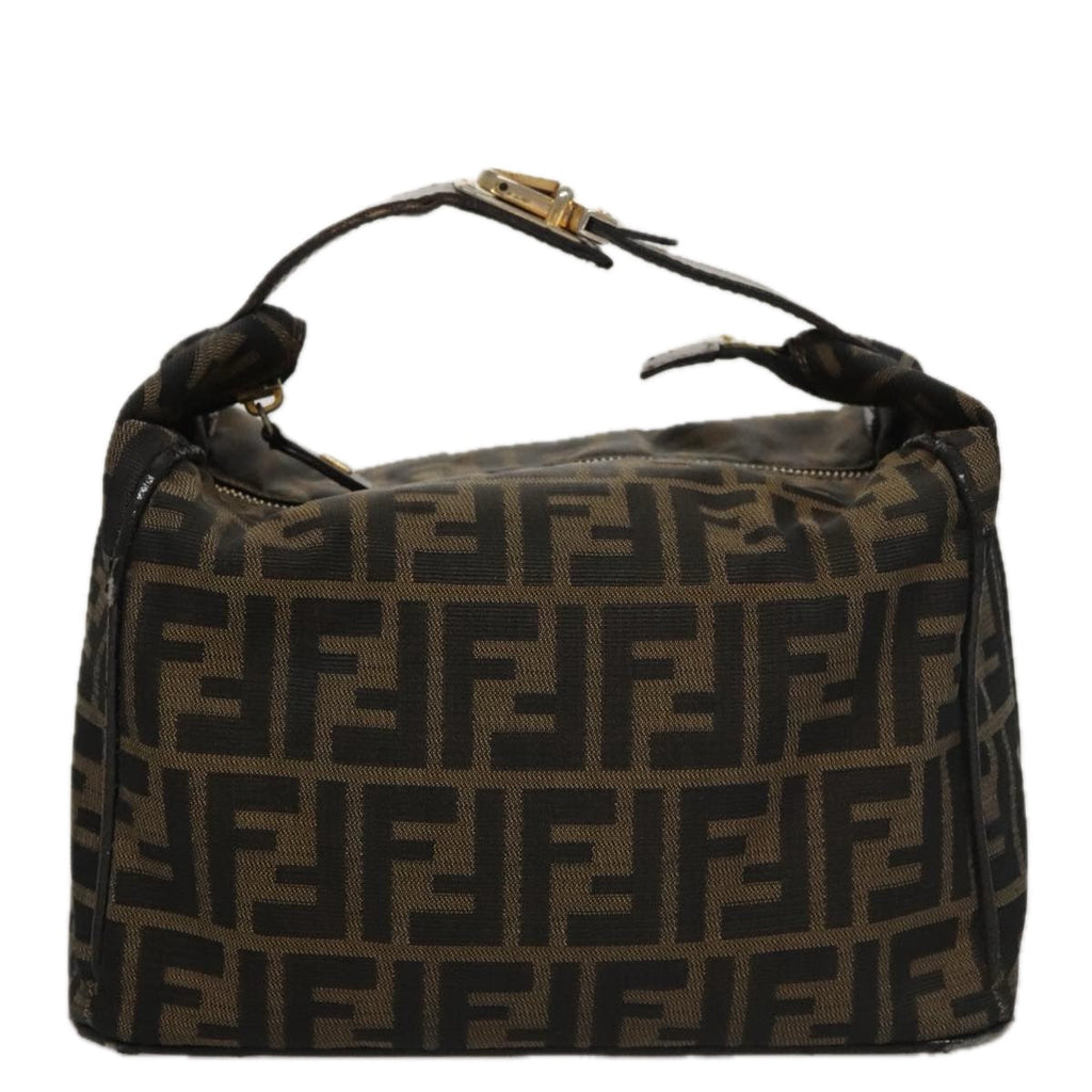 FENDI Zucca Canvas Vanity Hand Bag Brown 101351