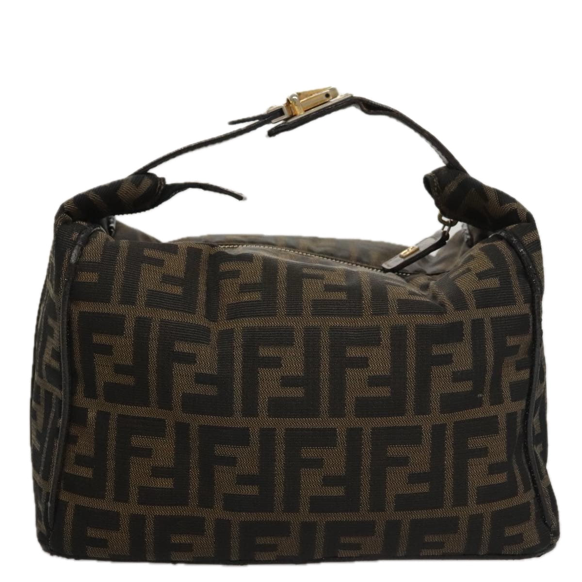 FENDI Zucca Canvas Vanity Hand Bag Brown 101351