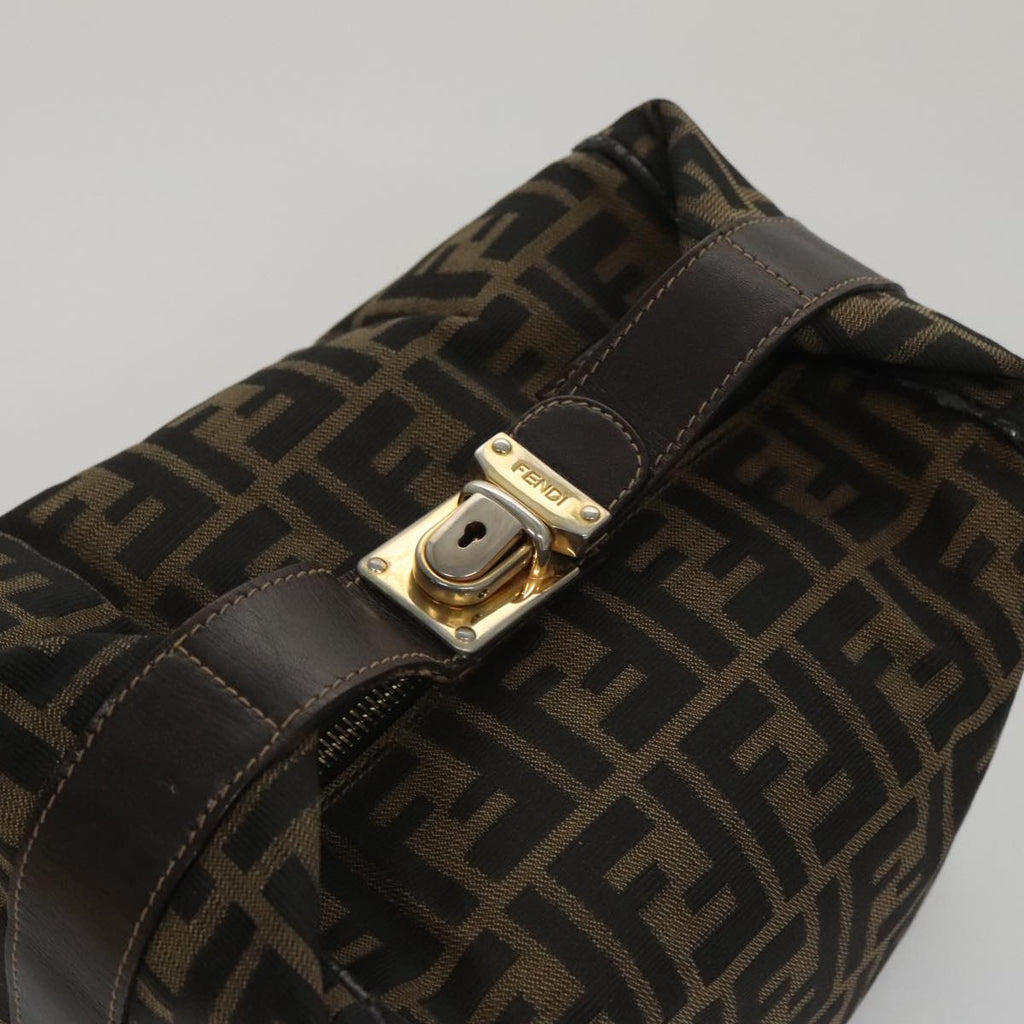 FENDI Zucca Canvas Vanity Hand Bag Brown 101351