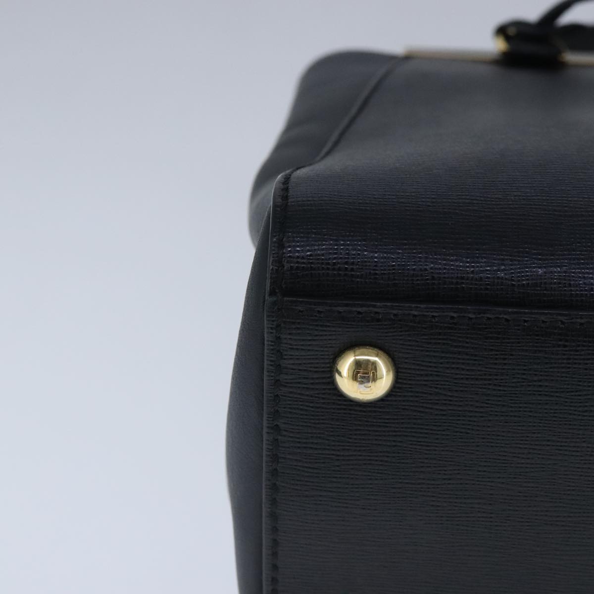 FENDI Petite To Jules Hand Bag Leather 2way Gold Black 8BH253 101381