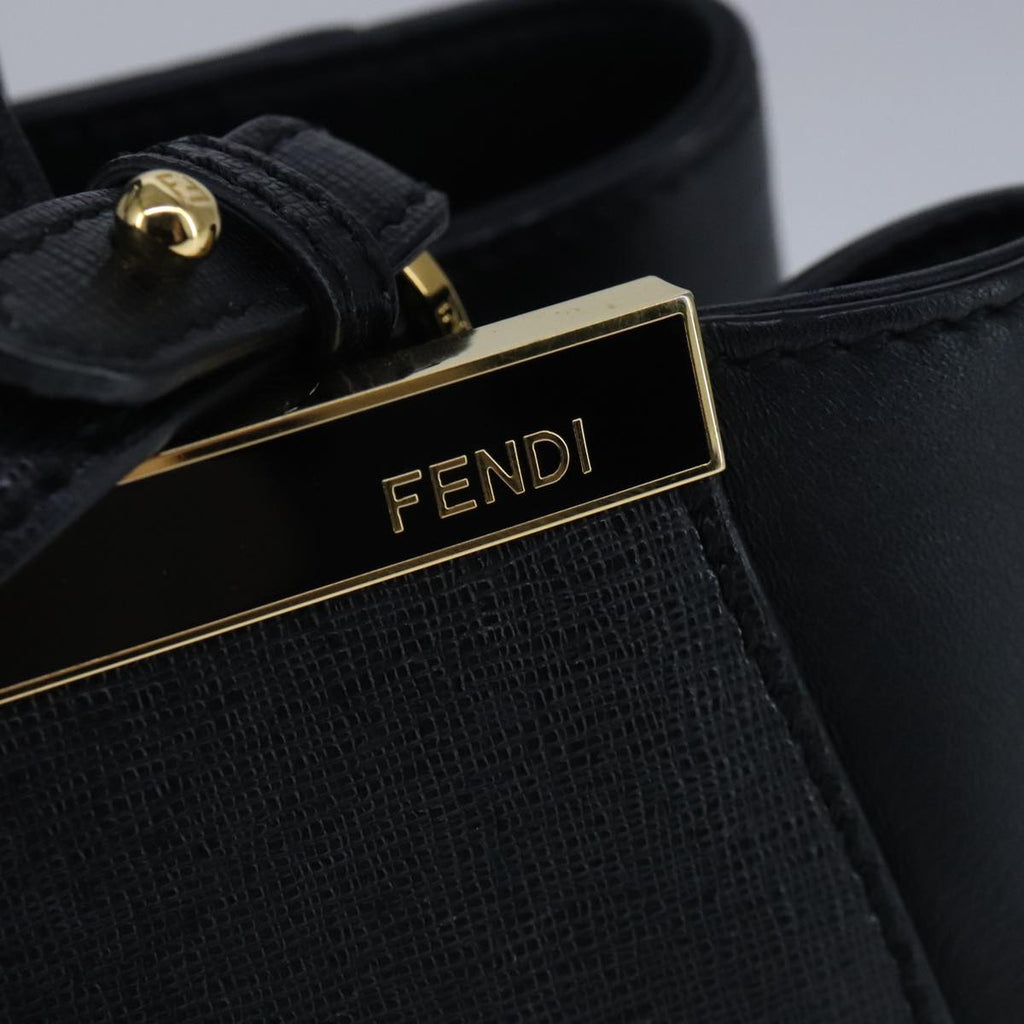FENDI Petite To Jules Hand Bag Leather 2way Gold Black 8BH253 101381