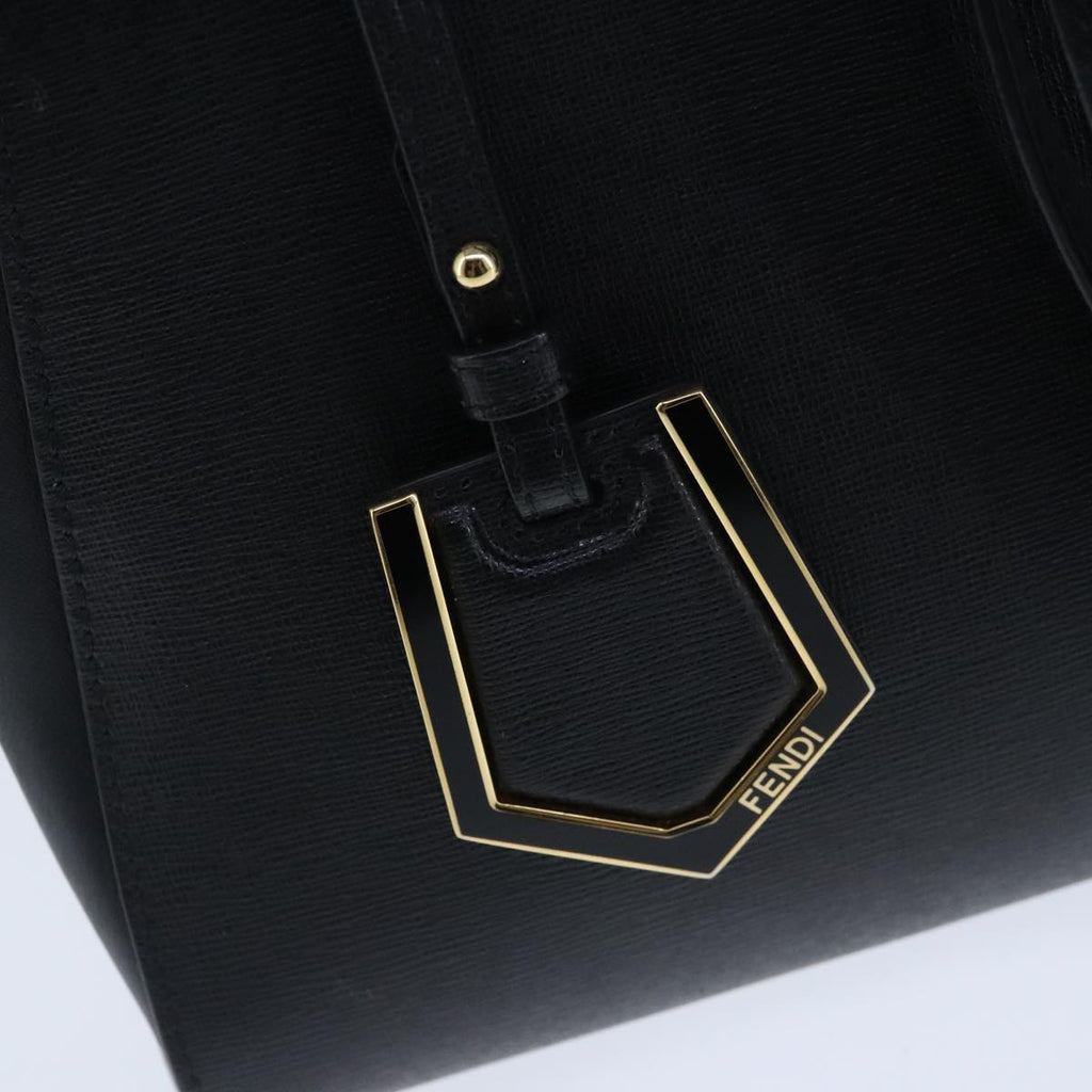 FENDI Petite To Jules Hand Bag Leather 2way Gold Black 8BH253 101381