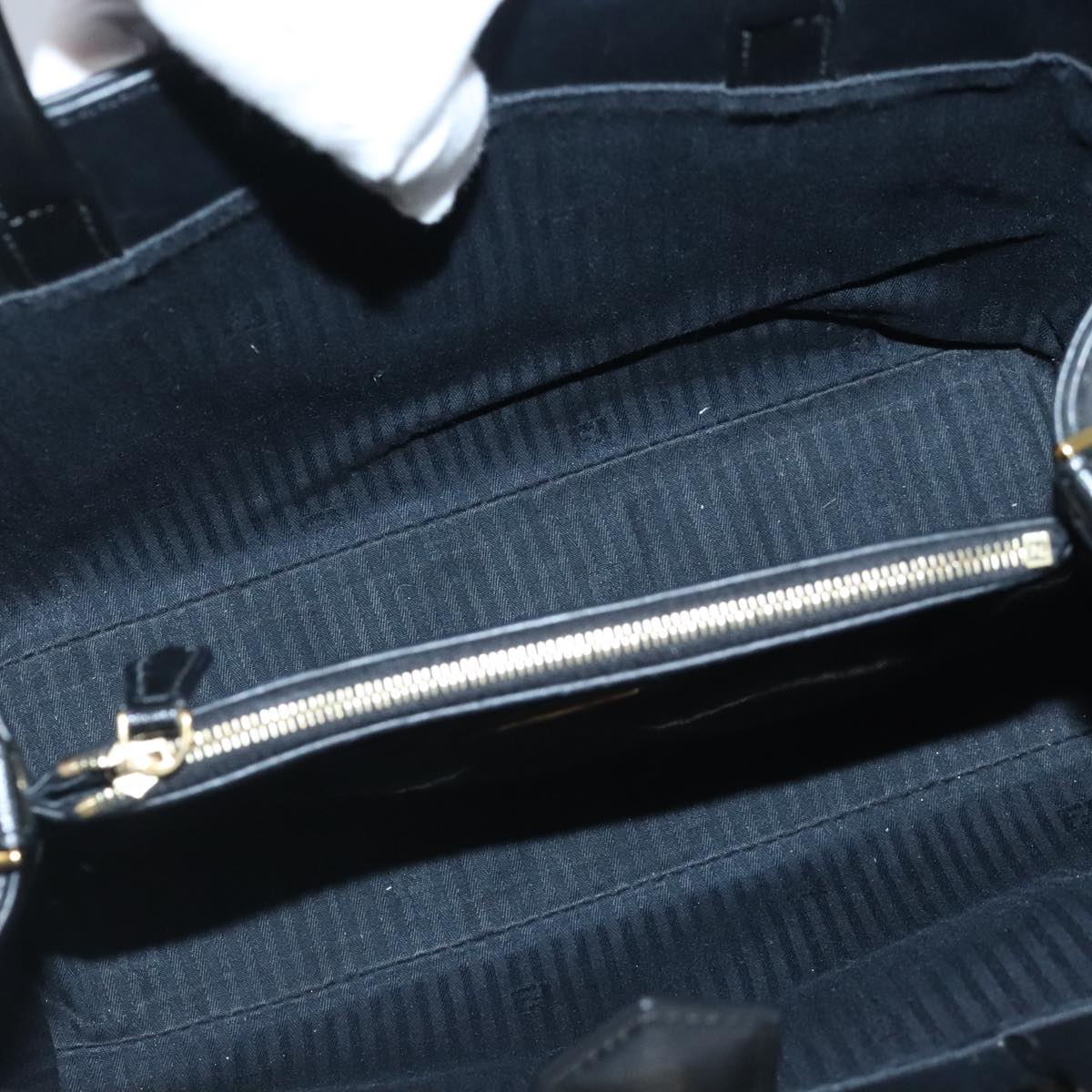 FENDI Petite To Jules Hand Bag Leather 2way Gold Black 8BH253 101381