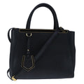 FENDI Petite To Jules Hand Bag Leather 2way Gold Black 8BH253 101381