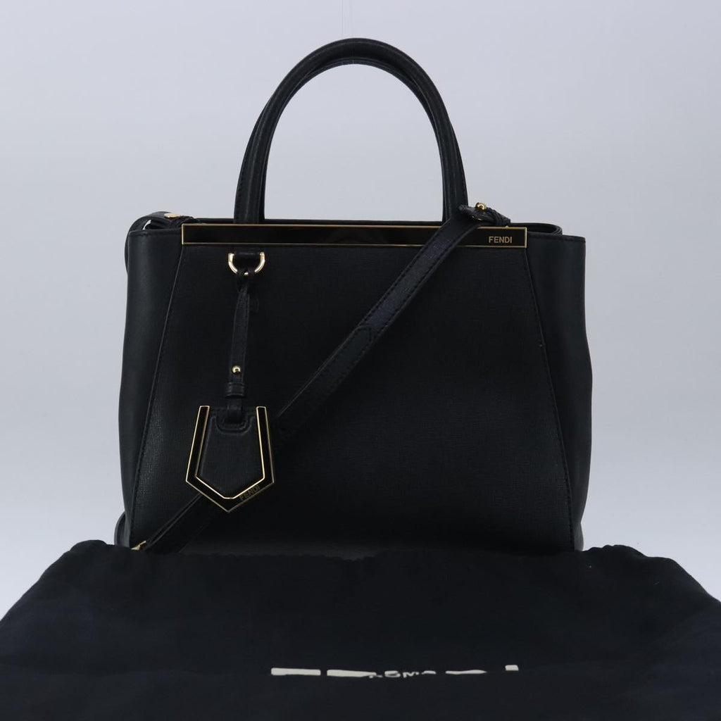 FENDI Petite To Jules Hand Bag Leather 2way Gold Black 8BH253 101381