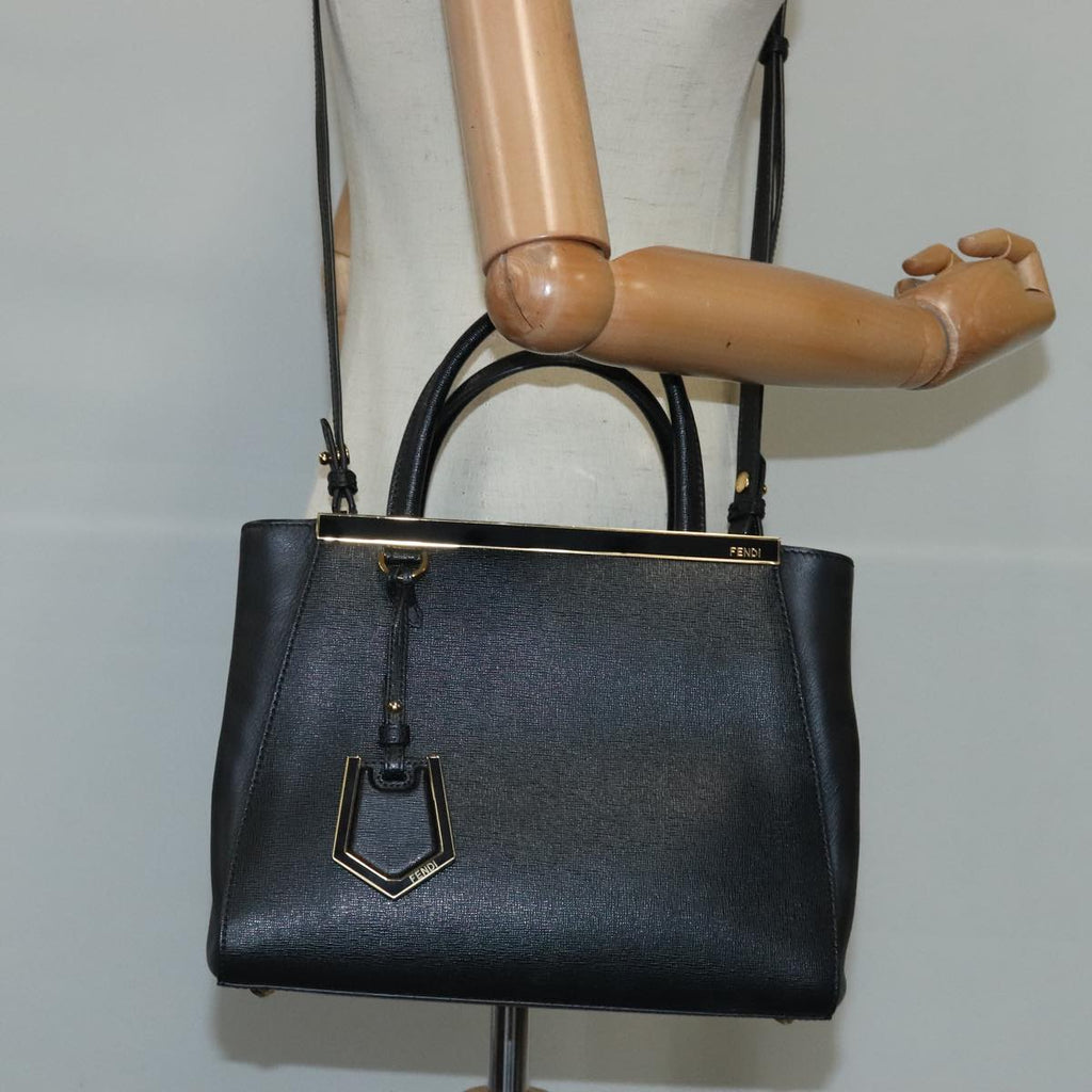 FENDI Petite To Jules Hand Bag Leather 2way Gold Black 8BH253 101381