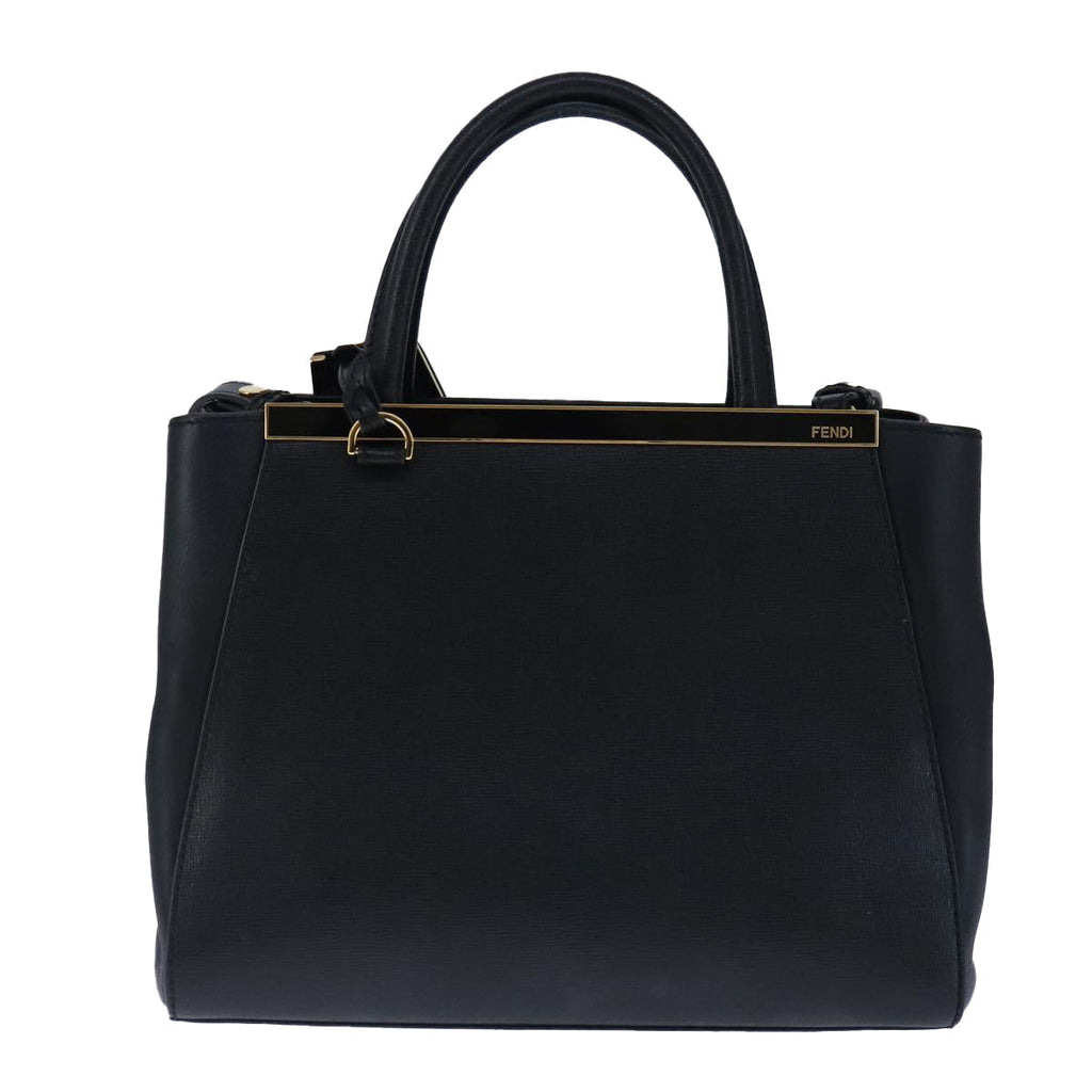 FENDI Petite To Jules Hand Bag Leather 2way Gold Black 8BH253 101381