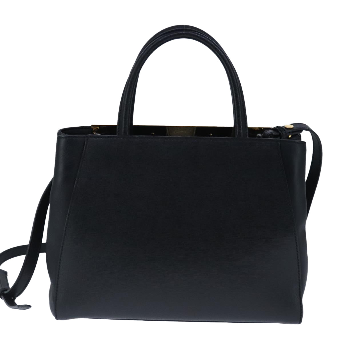 FENDI Petite To Jules Hand Bag Leather 2way Gold Black 8BH253 101381