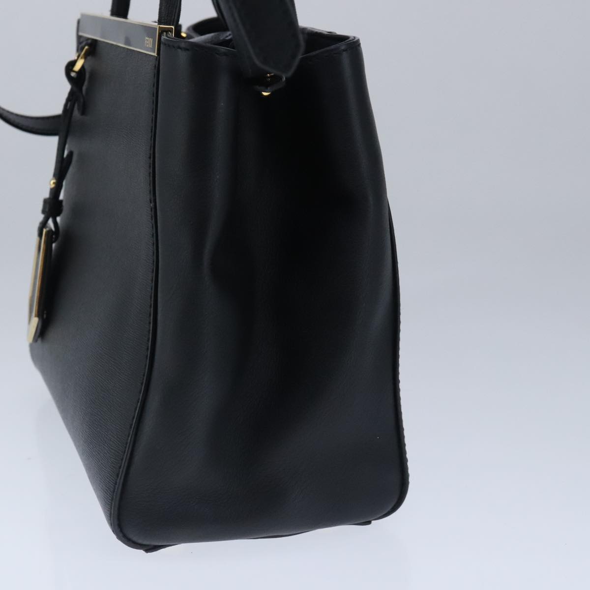 FENDI Petite To Jules Hand Bag Leather 2way Gold Black 8BH253 101381