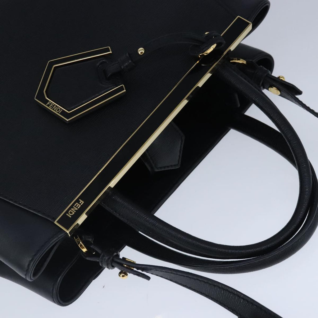 FENDI Petite To Jules Hand Bag Leather 2way Gold Black 8BH253 101381