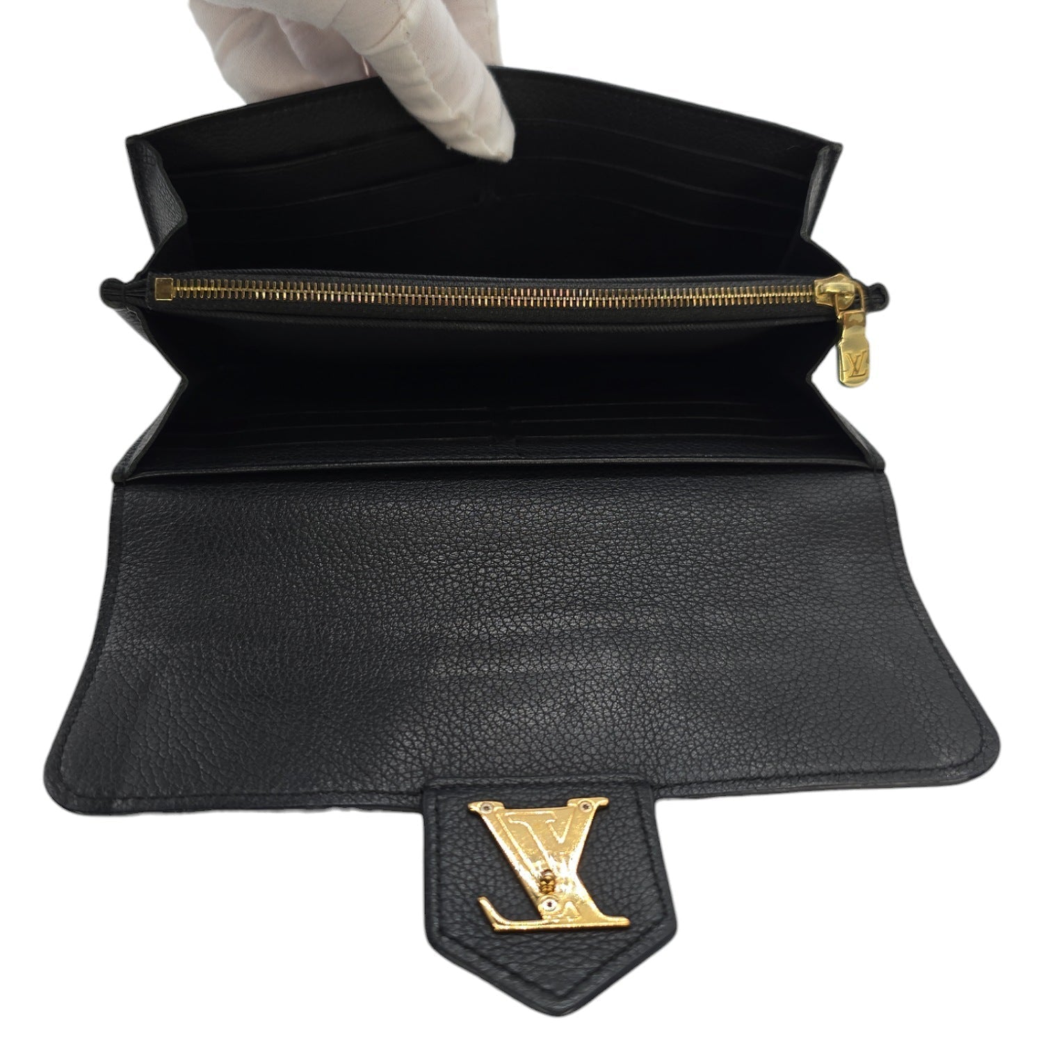 Louis Vuitton Black Calfskin LockMe Long Wallet