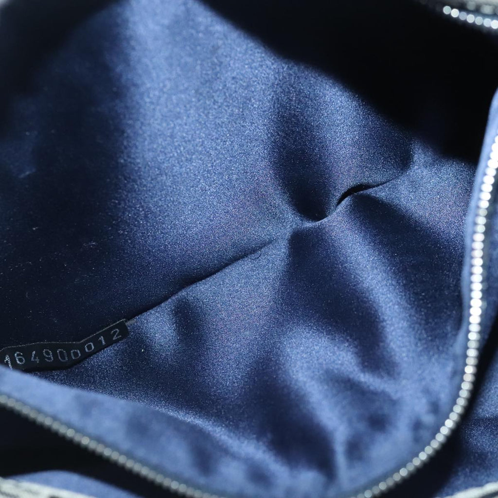 FENDI Zucchino Canvas Mamma Baguette Shoulder Bag Navy Silver 101401