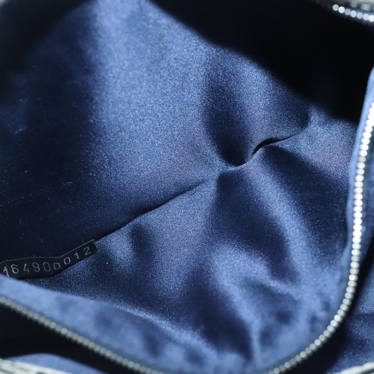 FENDI Zucchino Canvas Mamma Baguette Shoulder Bag Navy Silver 101401
