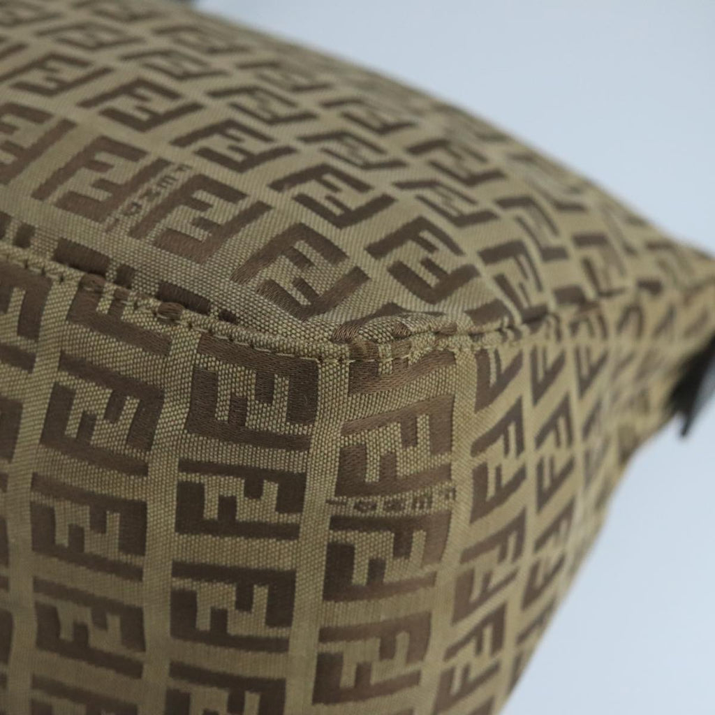 FENDI Zucchino Canvas Mamma Baguette Hand Bag Brown Silver 101409