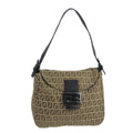 FENDI Zucchino Canvas Mamma Baguette Hand Bag Brown Silver 101409