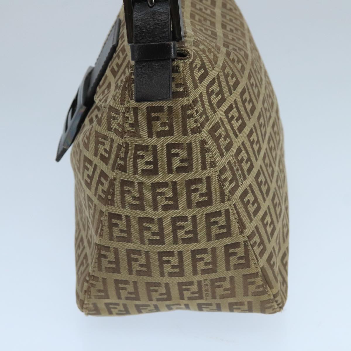 FENDI Zucchino Canvas Mamma Baguette Hand Bag Brown Silver 101409