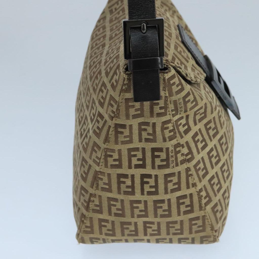 FENDI Zucchino Canvas Mamma Baguette Hand Bag Brown Silver 101409