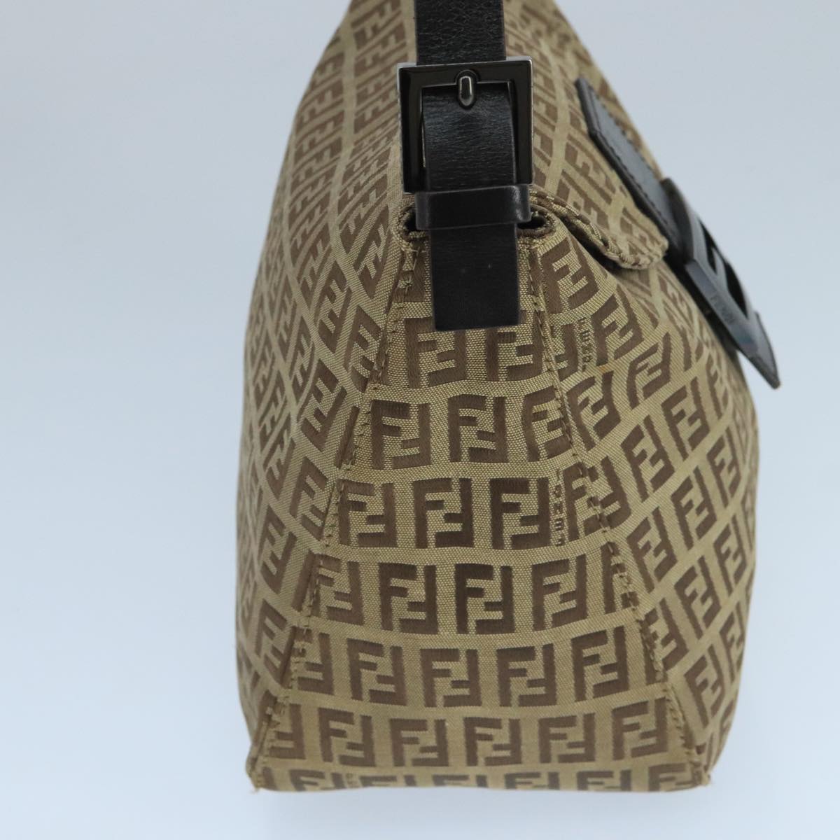 FENDI Zucchino Canvas Mamma Baguette Hand Bag Brown Silver 101409