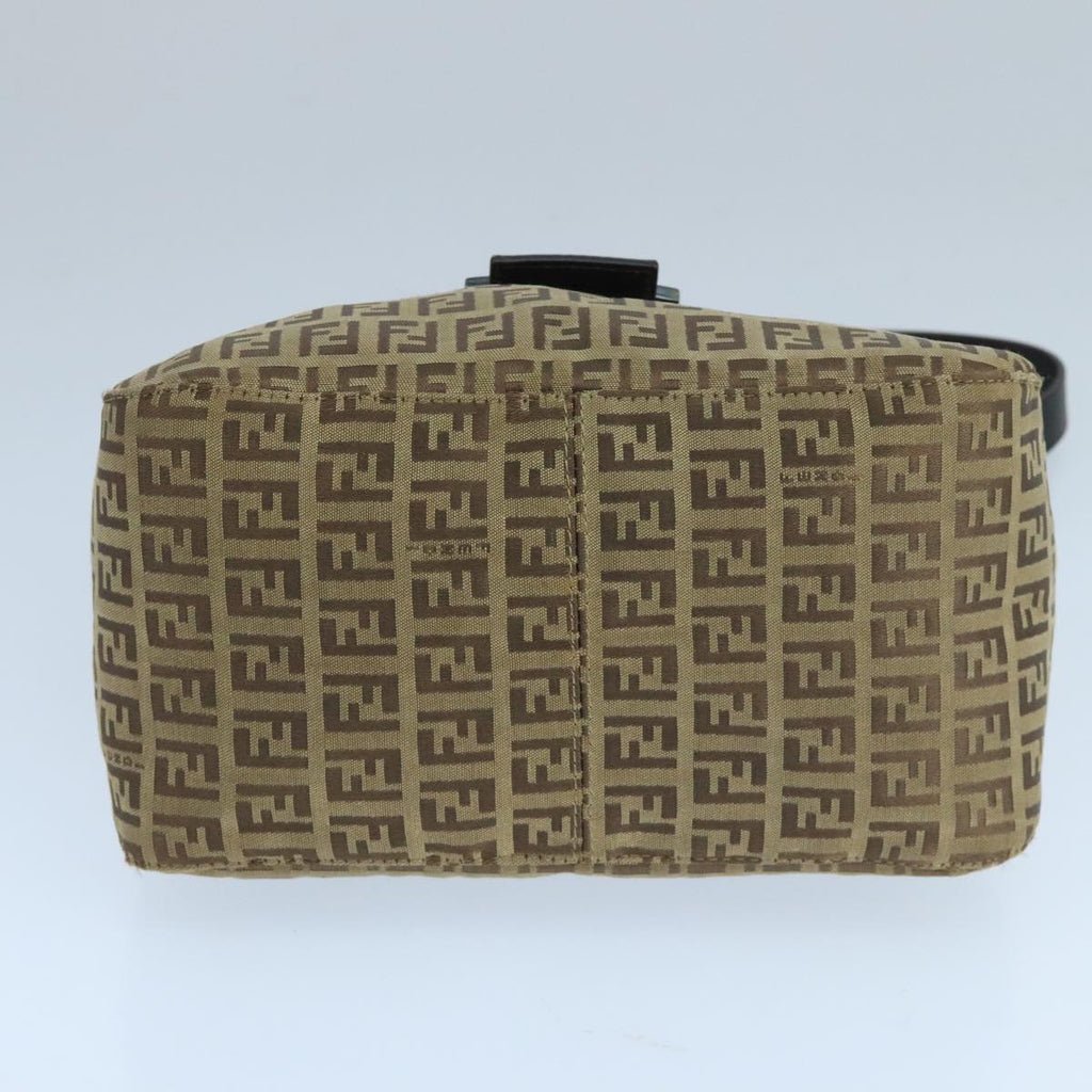 FENDI Zucchino Canvas Mamma Baguette Hand Bag Brown Silver 101409
